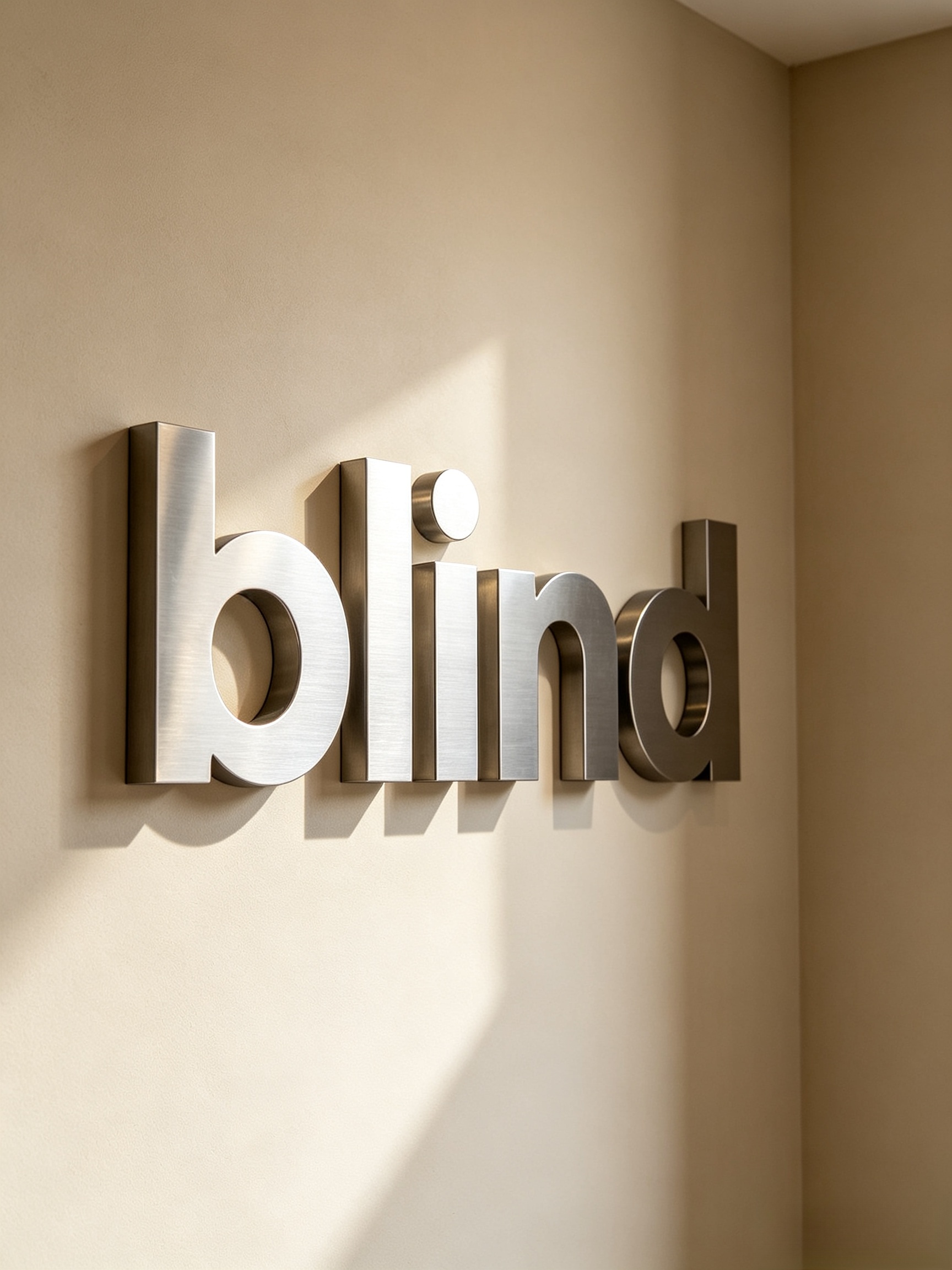 Non‑illuminated brushed stainless steel 3D wall logo sign