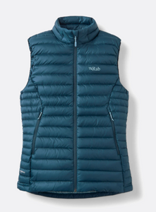 Front view of the Microlight Down Vest from Rab. Logo on the top right of the jacket. Front view of the Microlight Down Vest from Rab. Logo on the top right of the jacket.