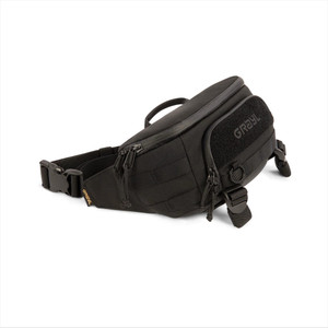 Black Transport Hip Pack. Shows off the front of the pack, as well as the hip huggers. Black Transport Hip Pack. Shows off the front of the pack, as well as the hip huggers.