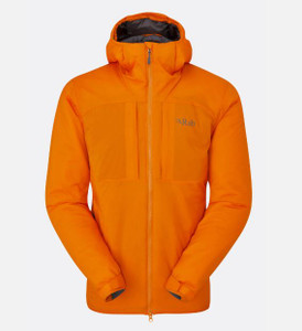 Front view of the Marmalade variant of the xenair alpine jacket
