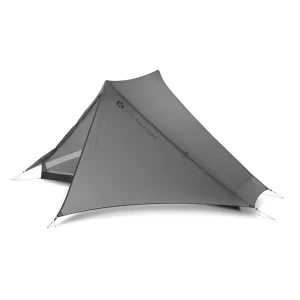 Side on view of tent showing vestibule and inner body of tent.