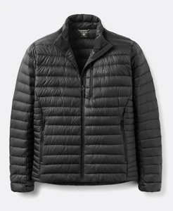 Packable and warm, this is the microlight jacket in the black colorway.