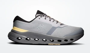 A right shoe profile showing the Cloud-Tec cells in the midsole for cushion and responsiveness. It has a dark grey sole and light greyish silver mesh upper.