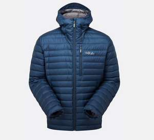 Front view of the tempest blue microlight alpine jacket. Front view of the tempest blue microlight alpine jacket.