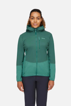 The Ascendor Summit fleece hoodie shown on a female model.