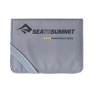 Front view of  the RFID card holder in a gray color