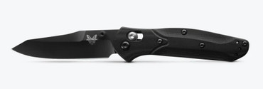 Fully extended Mini Osbourne. Shows off the carbon fiber handle and black s30v steel blade.