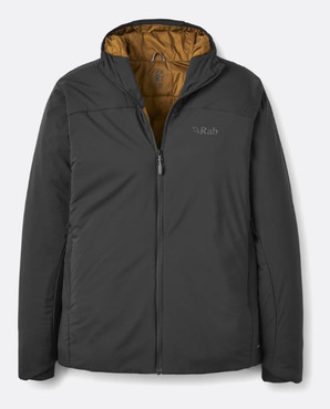 Black variant of the jacket. Shows off sleek and lightweight design and the adjustable hood.