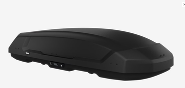 Thule Force 3 XL rooftop cargo box, showcasing its aerodynamic AeroSkin shell and 18 cubic foot storage capacity.