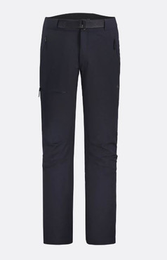 Front view of Pants in the Ebony colorway. Shows off built in adjustable belt.
