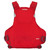 Image of the back of the ninja pfd in red. Here we see the full back design, meant to be streamlined and not get in the way.
