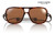 image shows sunglasses with cord instead of typical arms. The frame is tortoise patterned with a grey lens tint.