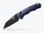 Image of the full immunity fully extended. Note it's dark blue aluminum handle and it's tanto style M4 steel blade.