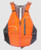 Image of the Lonnie from the front in the orange colorway. Shows off roomy mesh pockets and large zipper chest pocket.