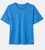 Tee in the dark bluebird colorway. Shows off lightweight design meant for active wear.