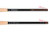 both sides of the base of the rod, you can see the cork handle, some of the extending mechanism which is minimal and some cordage on one side of the image attached tot he end of the rod.