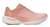 Profile of the right shoe shows the white midsole fading to an ombre of rose colored soft upper. The 35mm stack height is noticeable in this premium cushioned shoe.