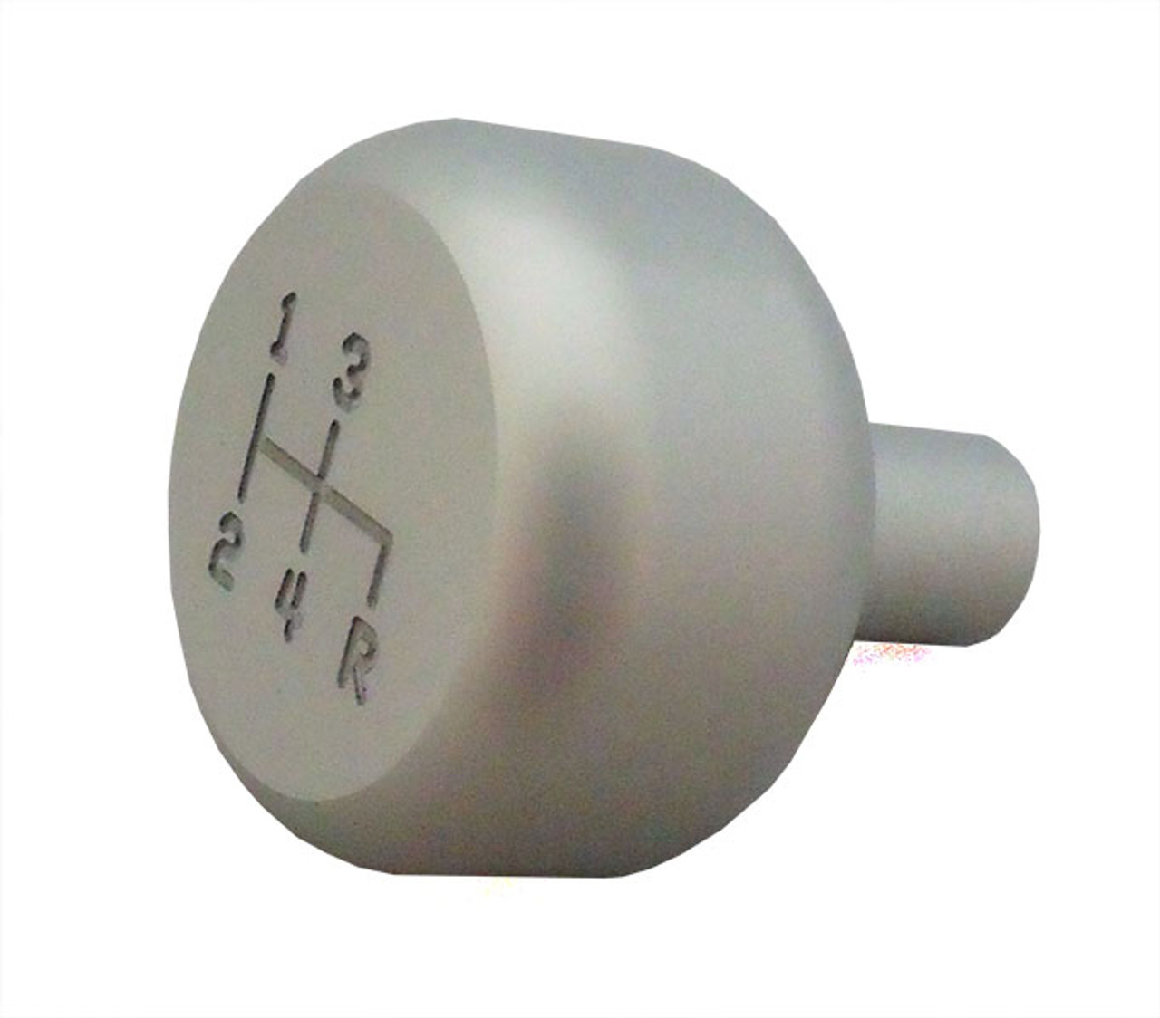 Shift Knob 4 Speed Reverse Down 3/8-24 Thread Silver