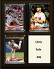 MLB8"x10"Chris Sale Boston Red Sox Three Card Plaque