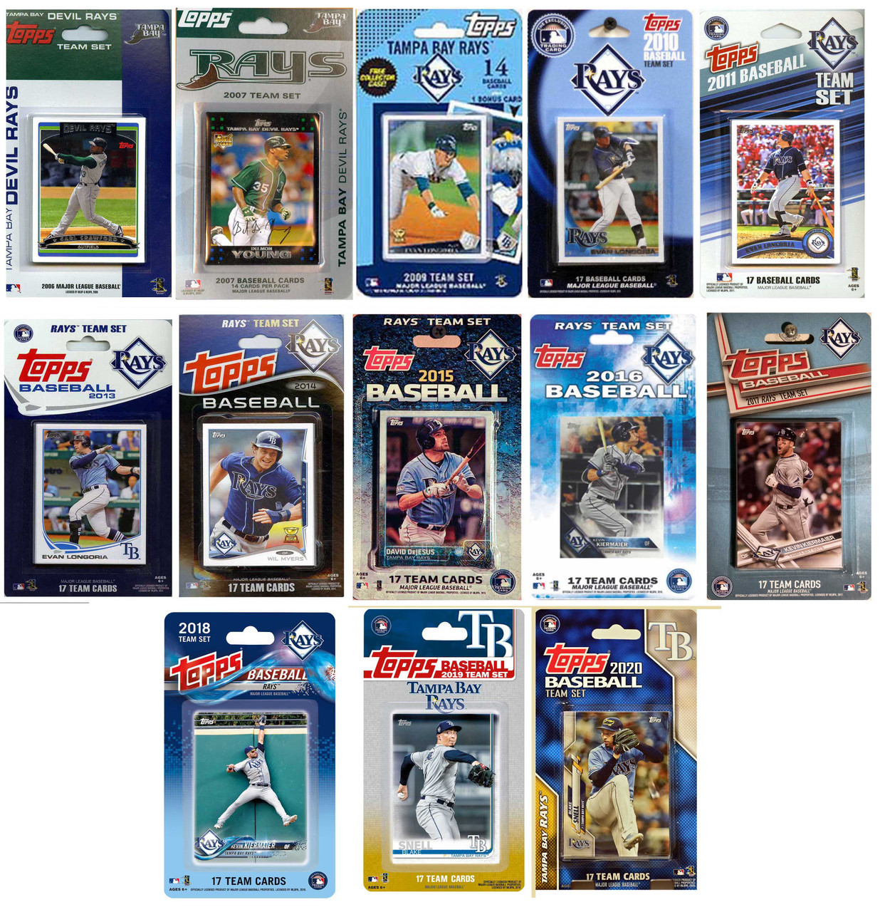 MLB Tampa Bay Rays 13 Different Licensed Trading Card Team Sets