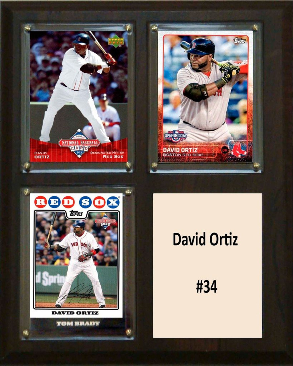 MLB8"x10"David Ortiz Boston Red Sox Three Card Plaque