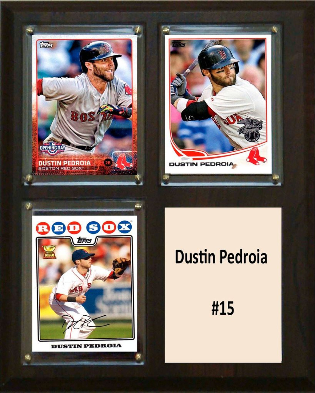 MLB8"x10"Dustin Pedroia Boston Red Sox Three Card Plaque