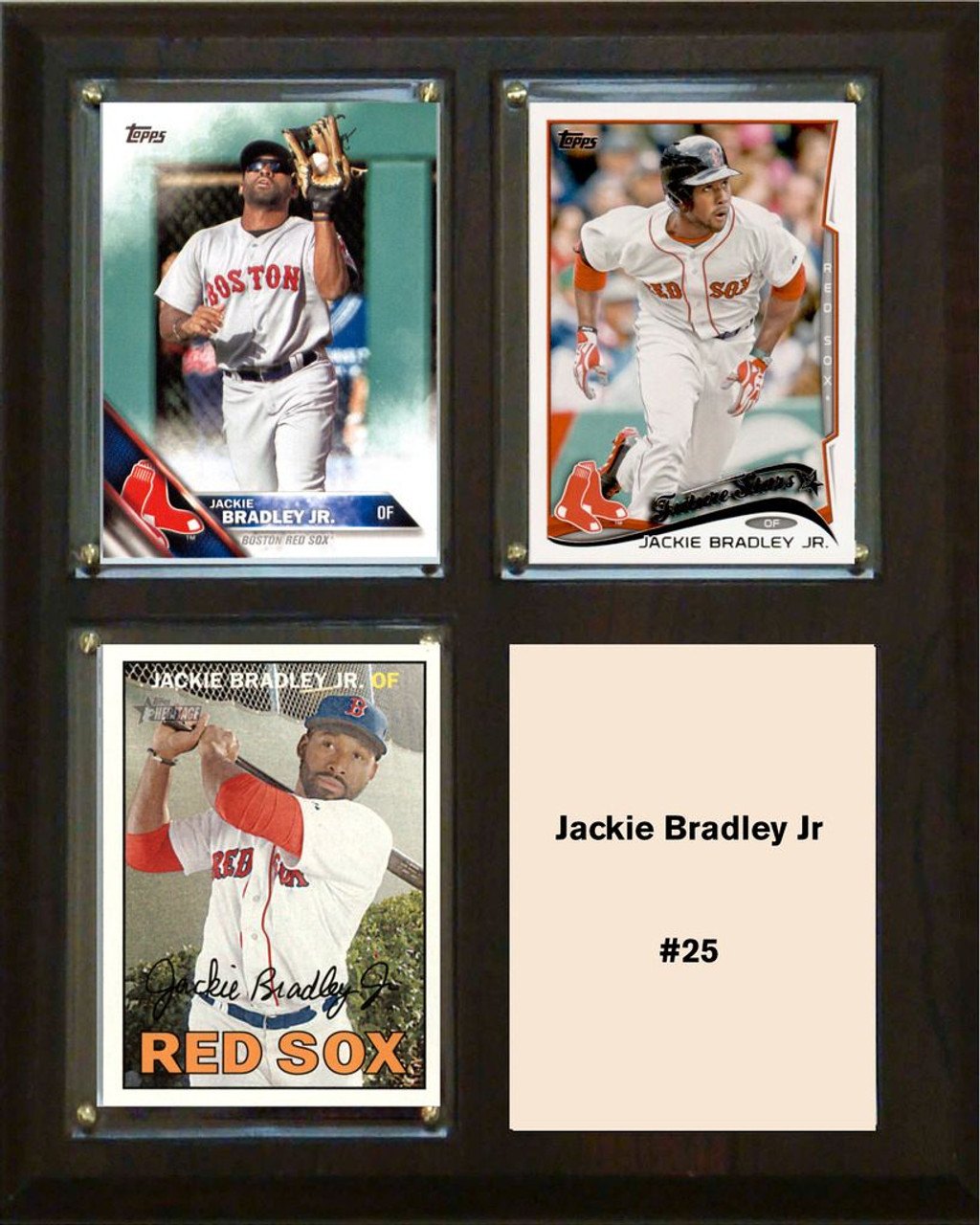 MLB8"x10"Jackie Bradley Jr Boston Redsox Three Card Plaque