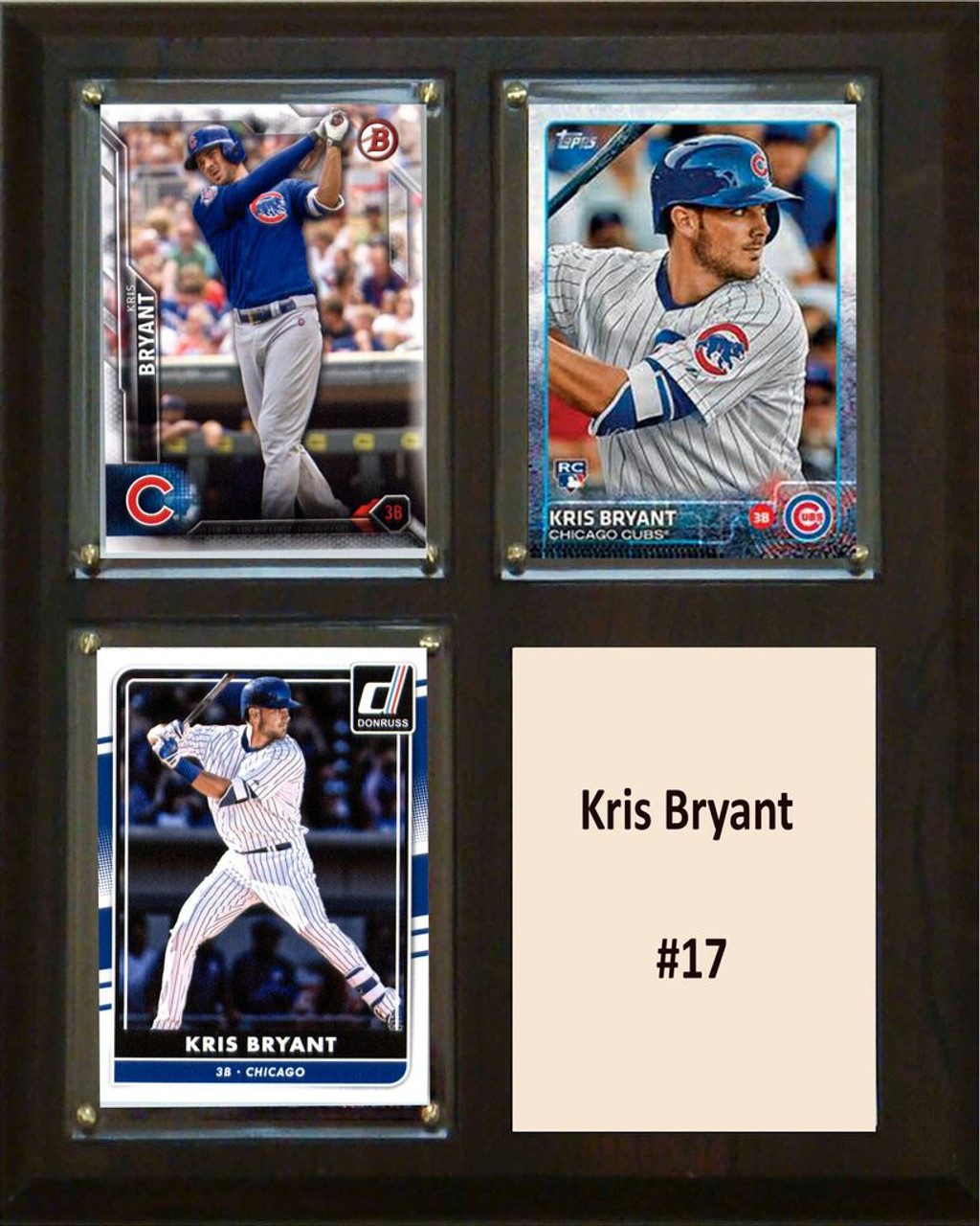 MLB8"X10"Kris Bryant Chicago Cubs Three Card Plaque