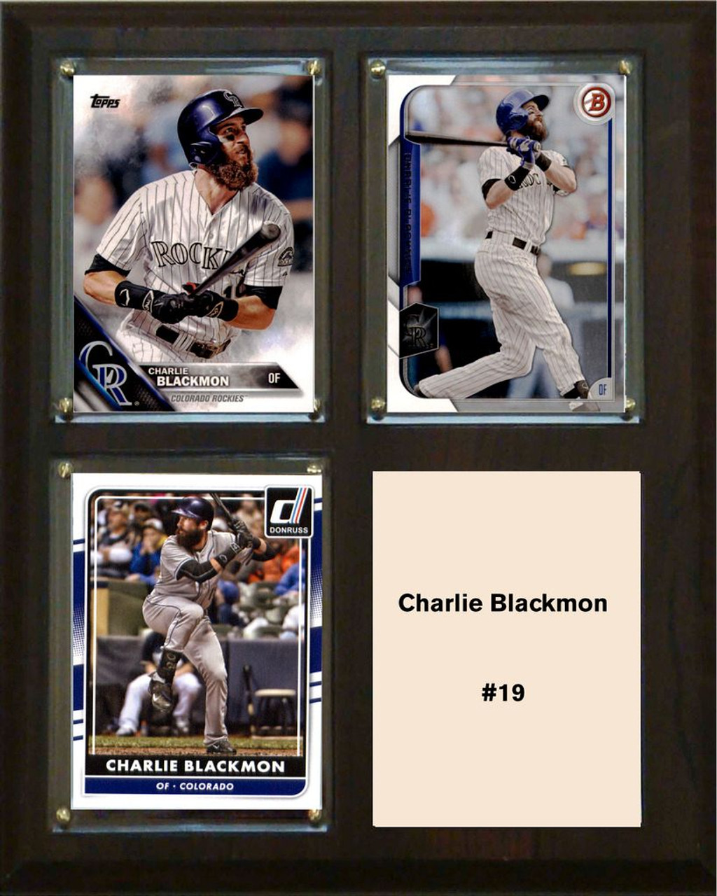 MLB8"x10"Charlie Blackmon Colorado Rockies Three Card Plaque