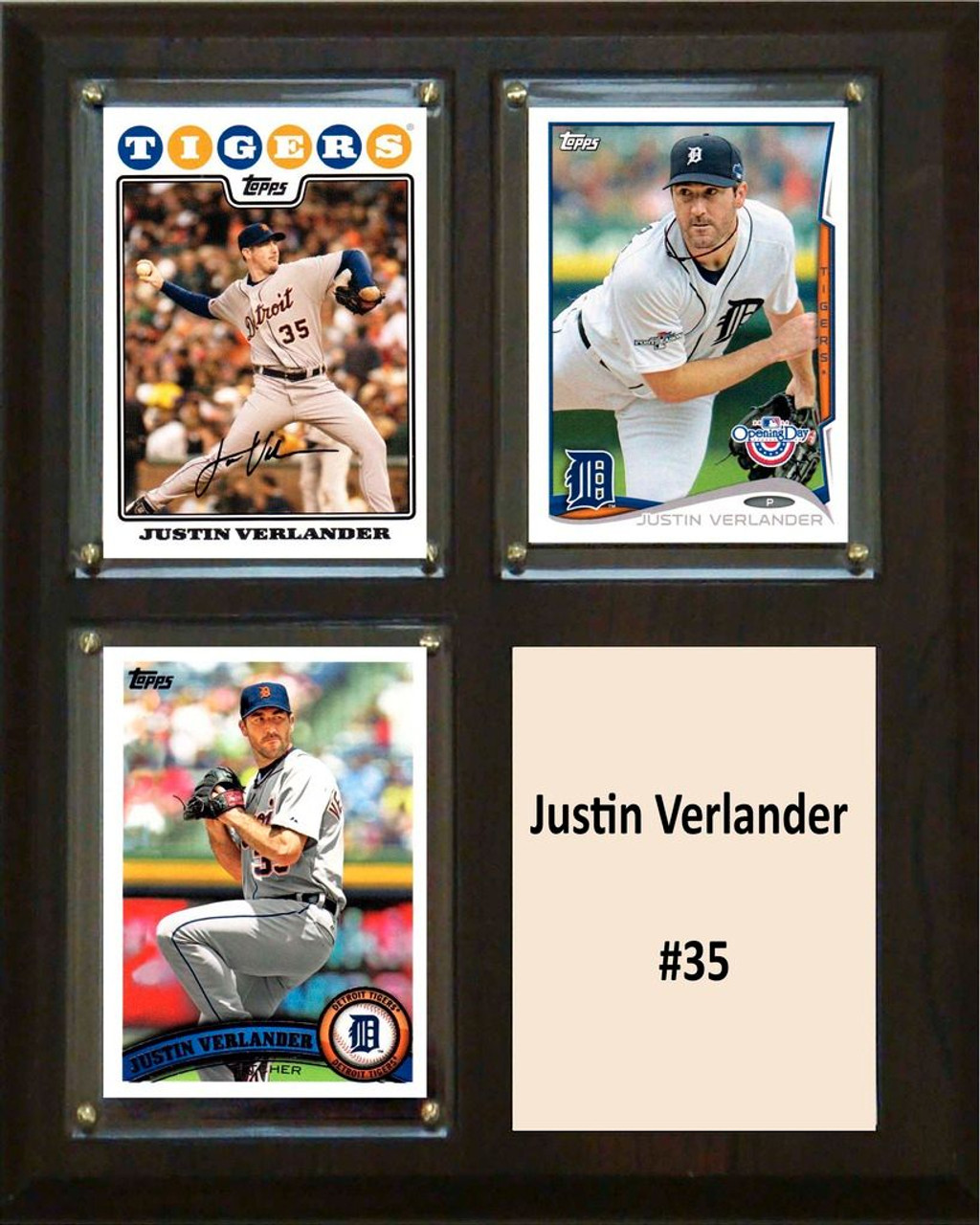 MLB8"x10"Justin Verlander Detroit Tigers Three Card Plaque