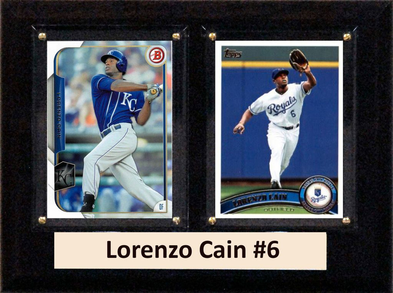 MLB6"X8"Lorenzo Cain Kansas City Royals Two Card Plaque