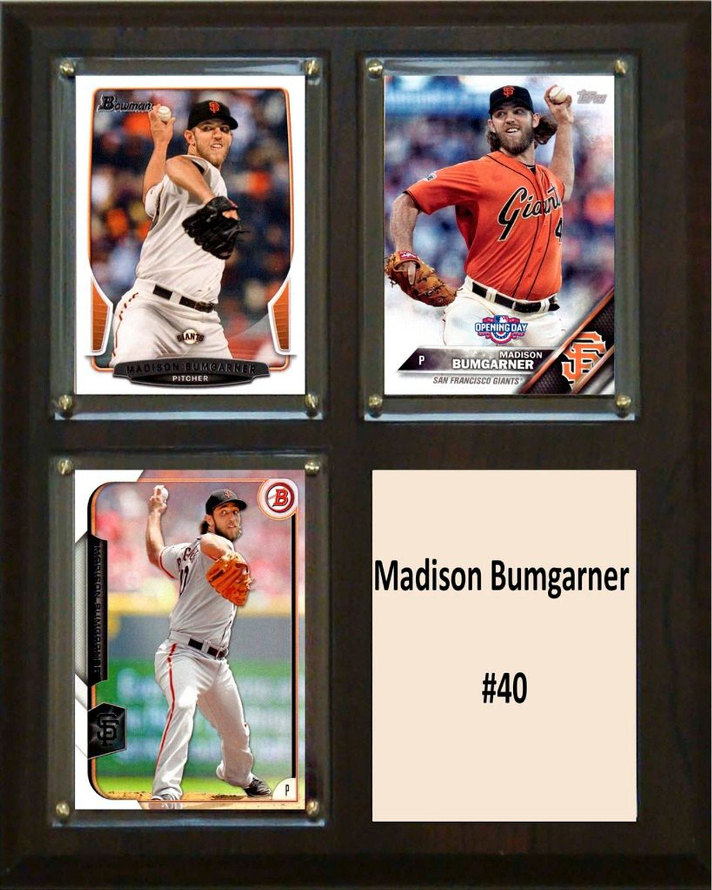 MLB8"x10"Madison Bumgarner San Francisco Giants Three Card Plaque