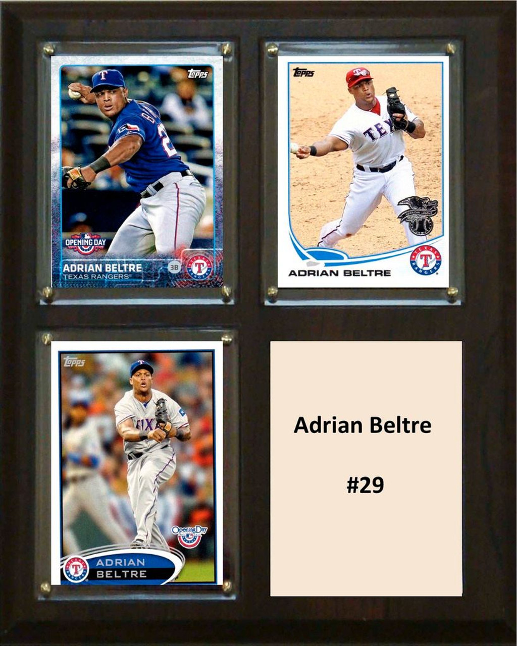 MLB8"x10"Adrian Beltre Texas Rangers Three Card Plaque