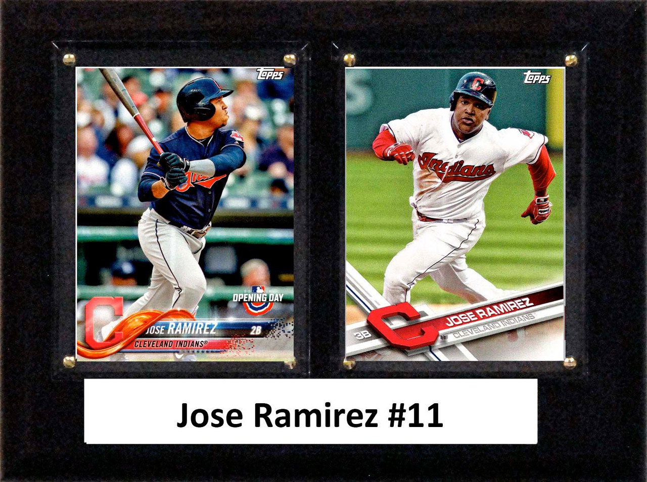 MLB6x8Jose Ramirez Cleveland Indians Two Card Plaque - C and I