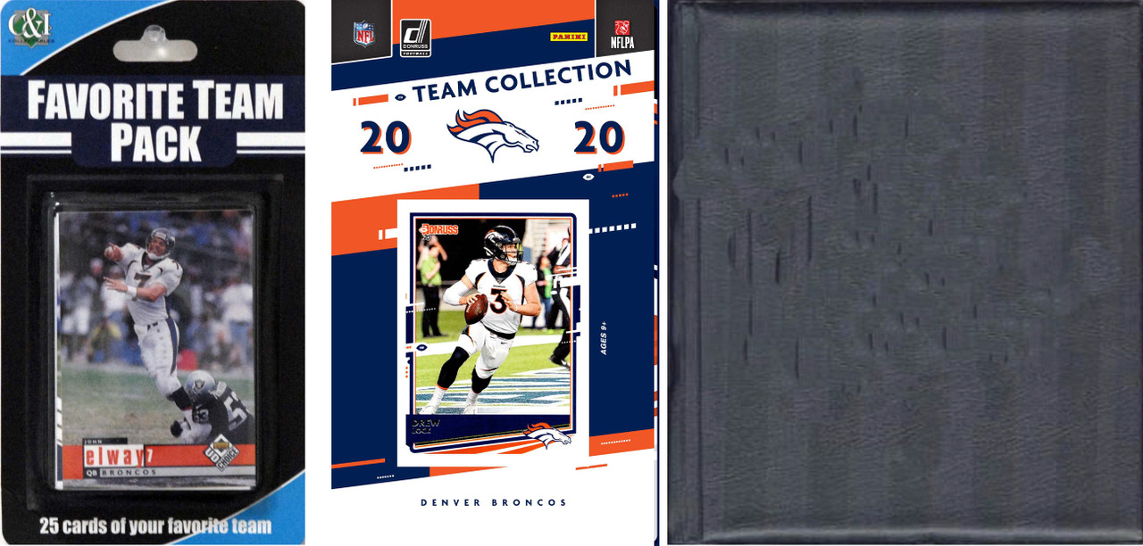 NFL Denver Broncos Licensed 2020 Score Team Set and Favorite Player Trading Card Pack Plus Storage Album