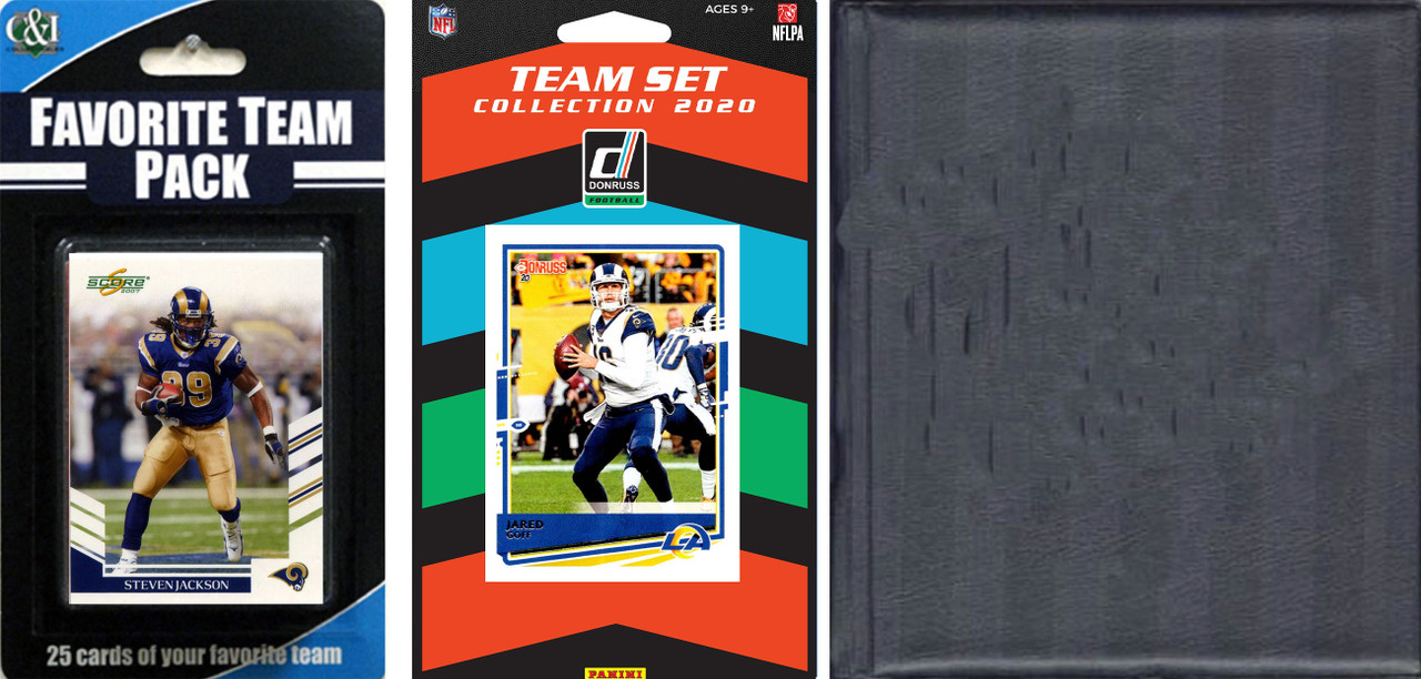 NFL Los Angeles Rams Licensed 2020 Score Team Set and Favorite Player Trading Card Pack Plus Storage Album