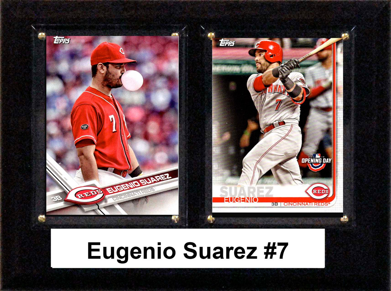 MLB 6"x8" Eugenio Suarez Cincinnati Reds Two Card Plaque
