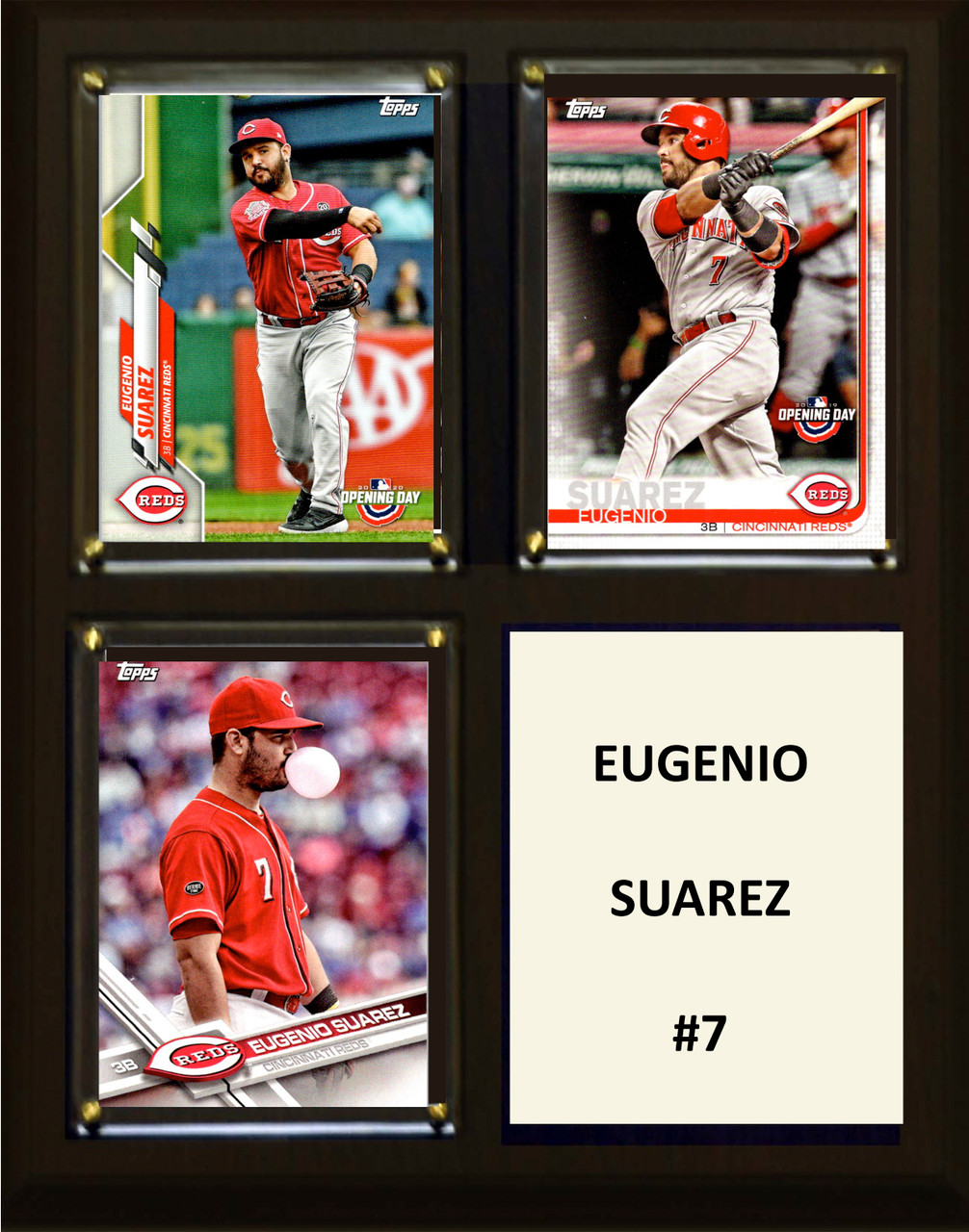 MLB 8"x10" Eugenio Suarez Cincinnati Reds Three Card Plaque