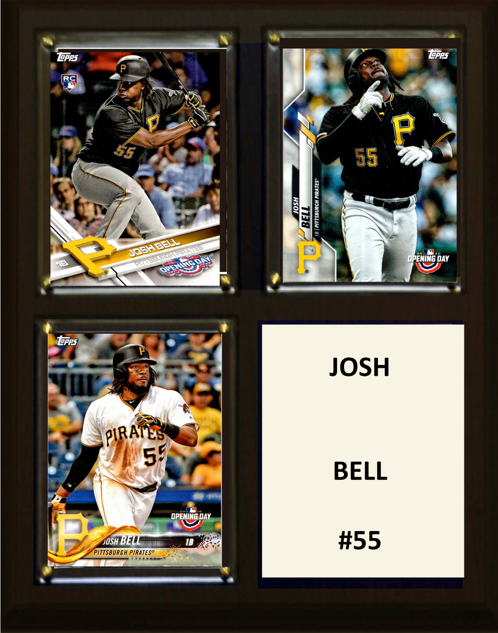 MLB 8"x10" Josh Bell Pittsburgh Pirates Three Card Plaque