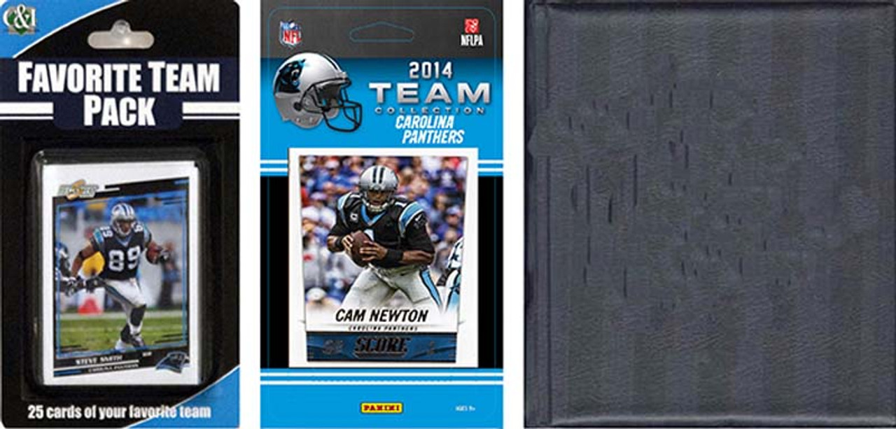 NFL Carolina Panthers Licensed 2014 Score Team Set and Favorite Player Trading Card Pack Plus Storage Album