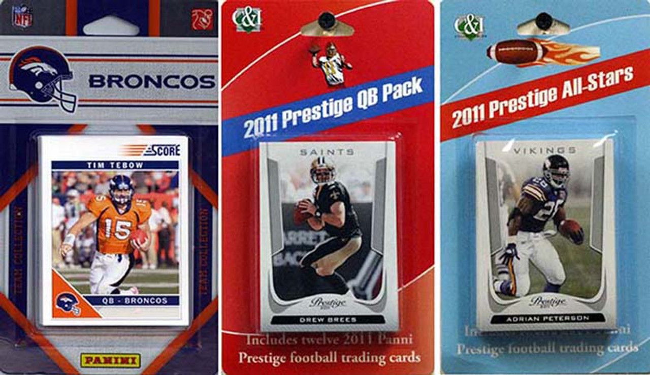 NFL Denver Broncos Licensed 2011 Score Team Set With Twelve Card 2011 Prestige All-Star and Quarterback Set