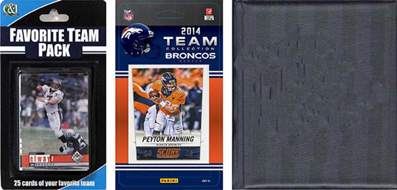 NFL Denver Broncos Licensed 2014 Score Team Set and Favorite Player Trading Card Pack Plus Storage Album