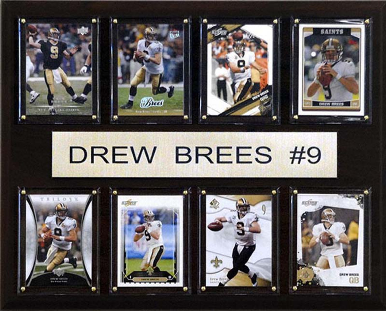 NFL 12"x15" Drew Brees New Orleans Saints 8 Card Plaque