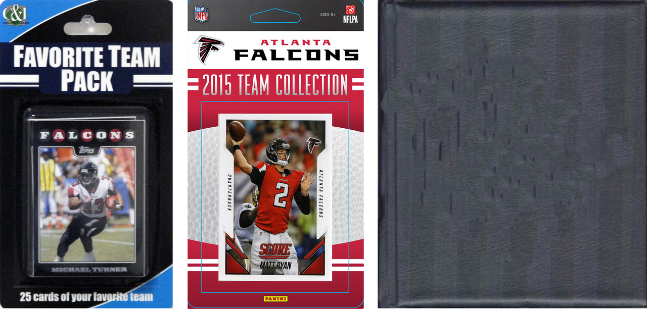 NFL Atlanta Falcons Licensed 2015 Score Team Set and Favorite Player Trading Card Pack Plus Storage Album