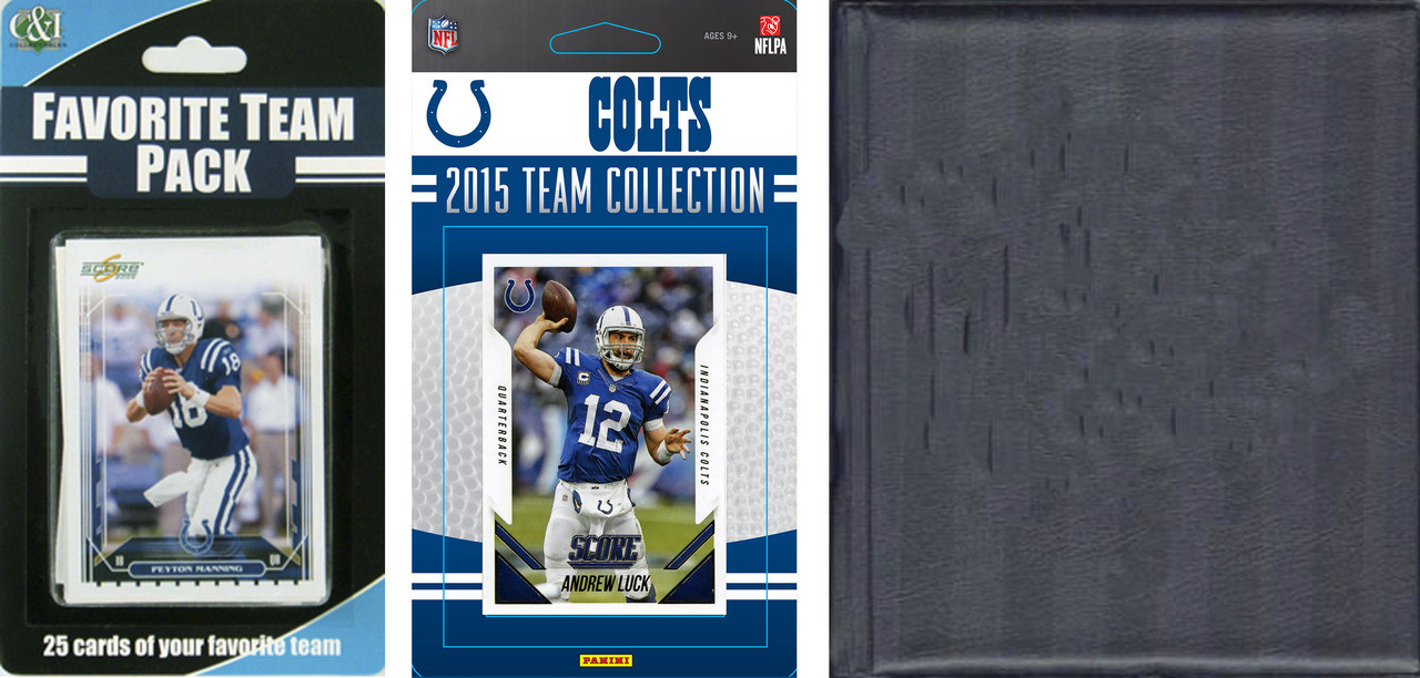 NFL Indianapolis Colts Licensed 2015 Score Team Set and Favorite Player Trading Card Pack Plus Storage Album