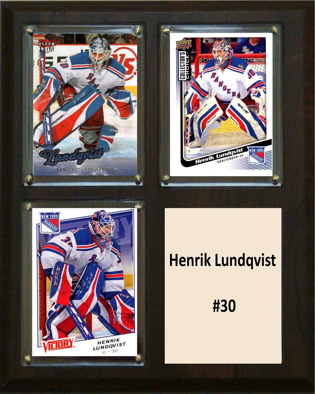 NHL 8"x10" Henrik Lundqvist New York Rangers Three Card Plaque