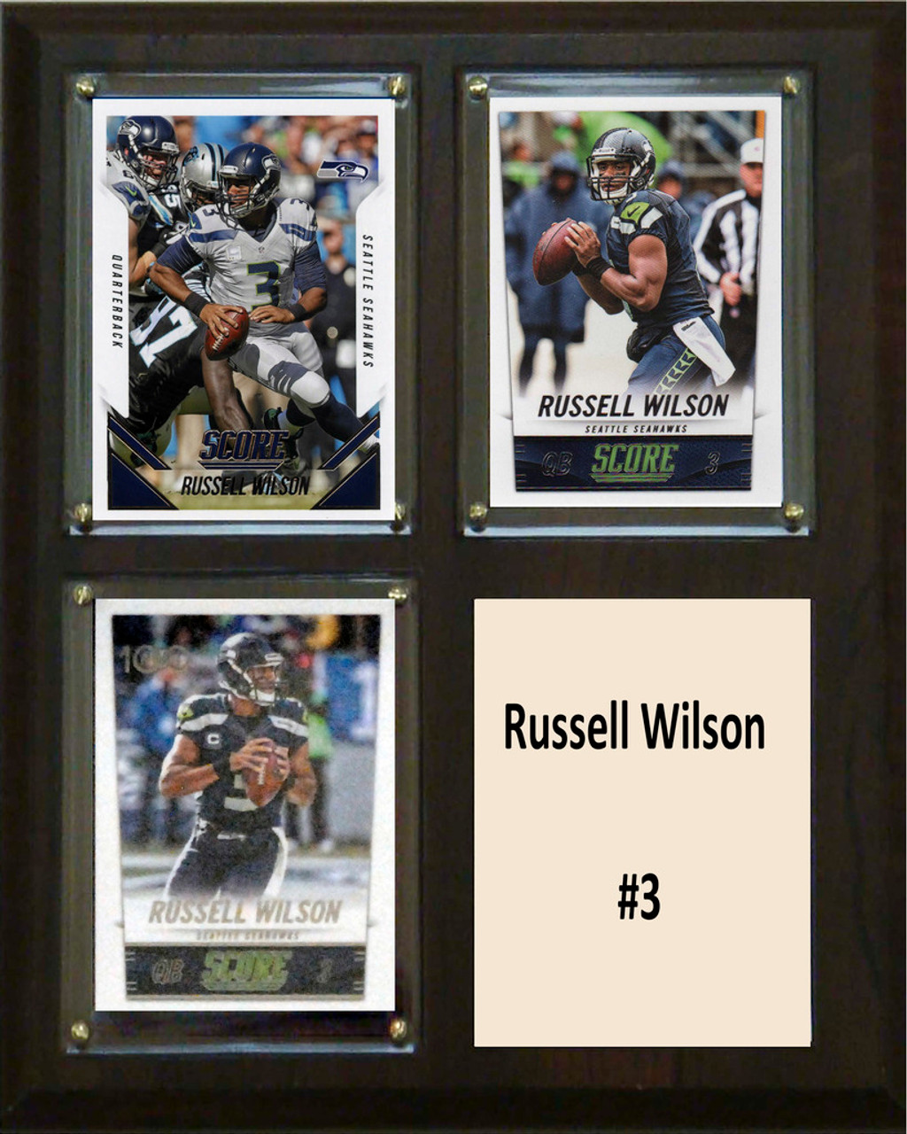 NFL 8"x10" Russell Wilson Seattle Seahawks Three Card Plaque