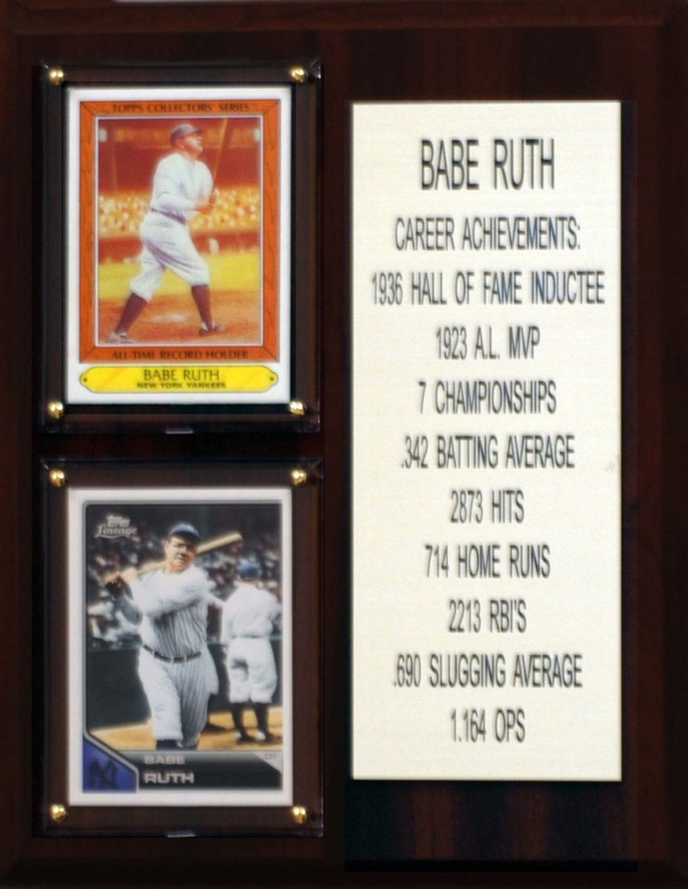 MLB 8"X10" Babe Ruth New York Yankees Career Stat Plaque
