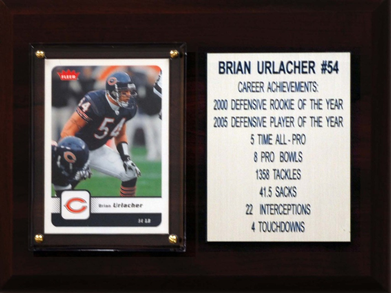 NFL 6"X8" Brian Urlacher Chicago Bears Career Stat Plaque