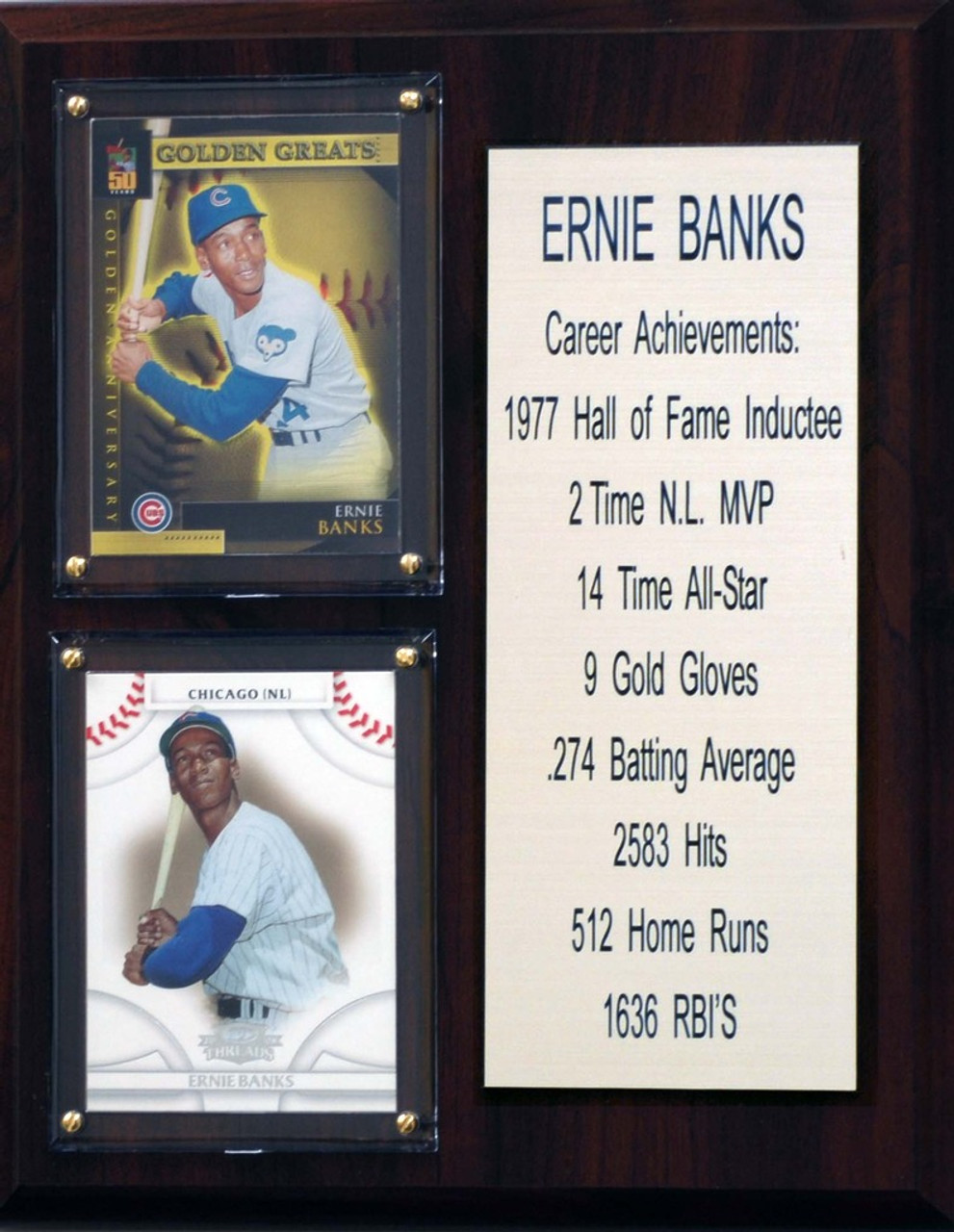 MLB 8"X10" Ernie Banks Chicago Cubs Career Stat Plaque